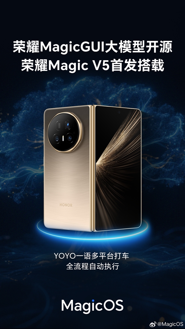 榮耀MagicGUI大模型發布并開源！Magic V5首發搭載：跨應用/設備自動化