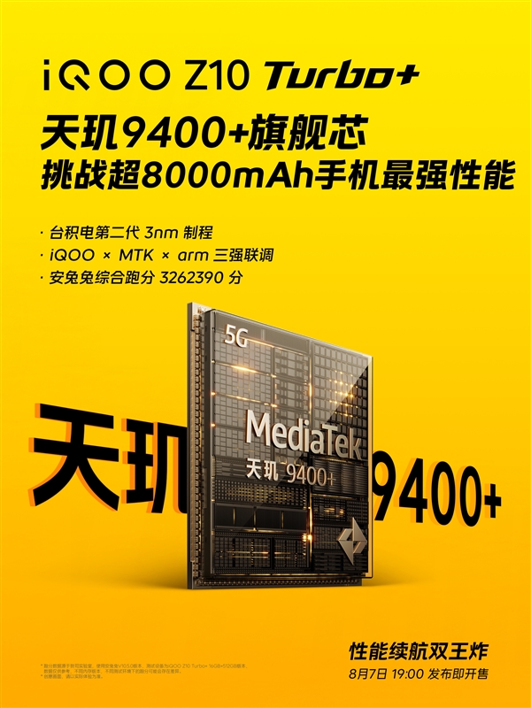 8000mAh手機強性能！iQOO Z10 Turbo+搭載天璣9400+芯片